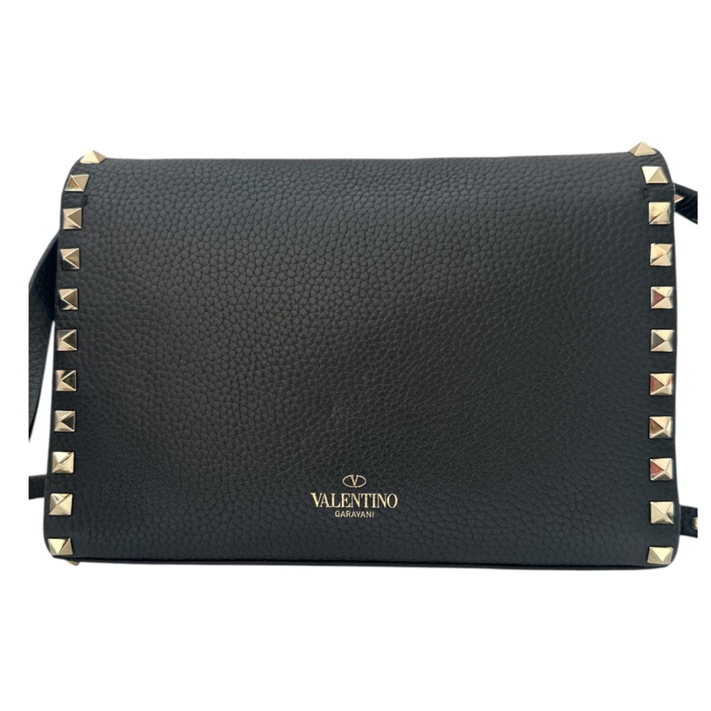 Valentino Garavani Black Leather Rockstud Crossbody Bag with Gold Hardware - Picture 2 of 13